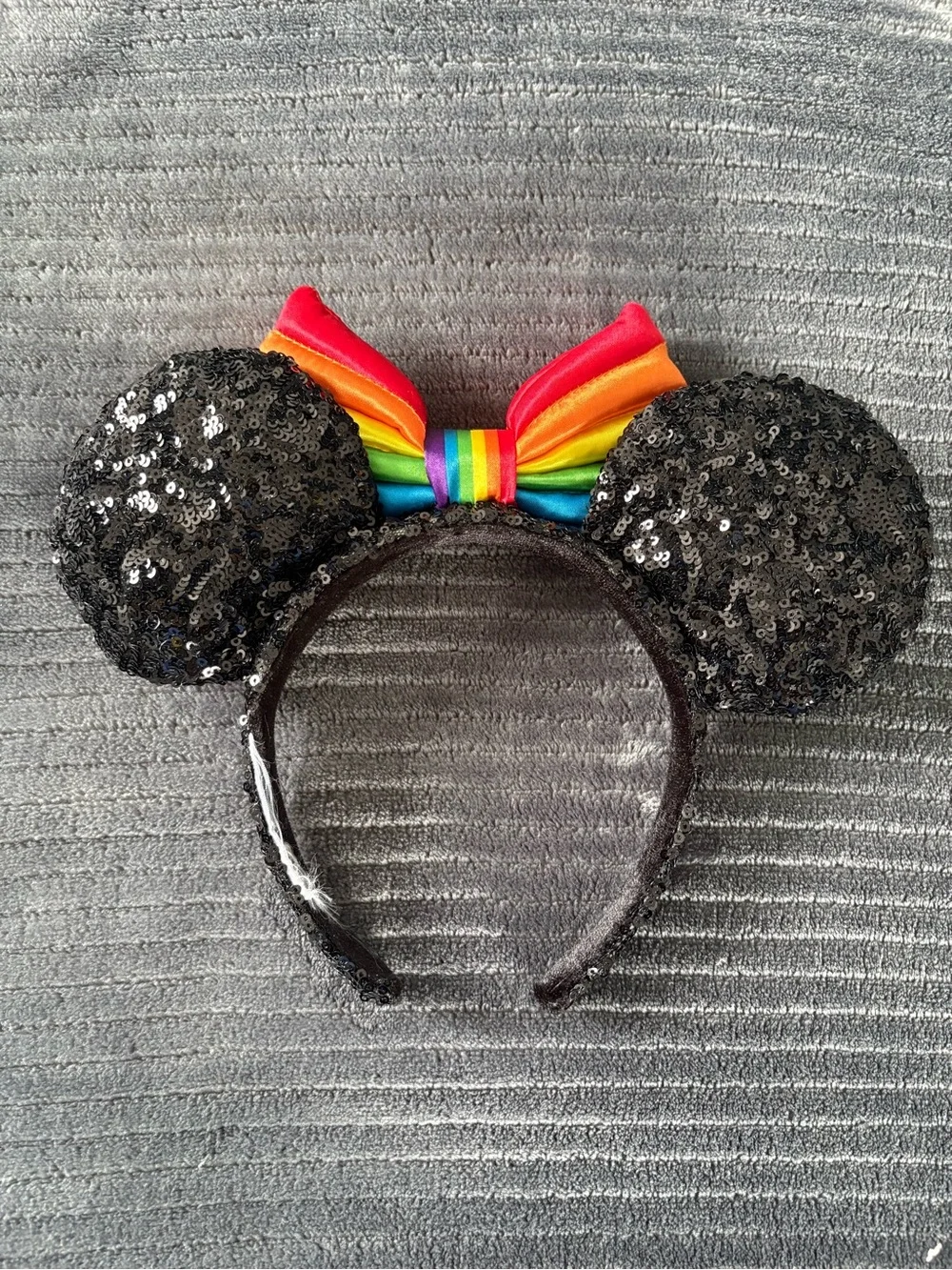 Disney Rainbow/Pride Bow Sequin Minnie Ear Headband - Black